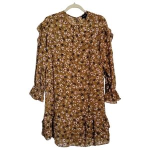 Who What Wear Dress Womens S Small Brown Floral Long Sleeve